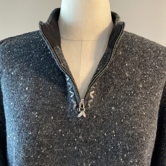 VTG WOOLRICH women’s mock 1/4 zip wool blend black fleck sweater size large - Picture 6 of 12